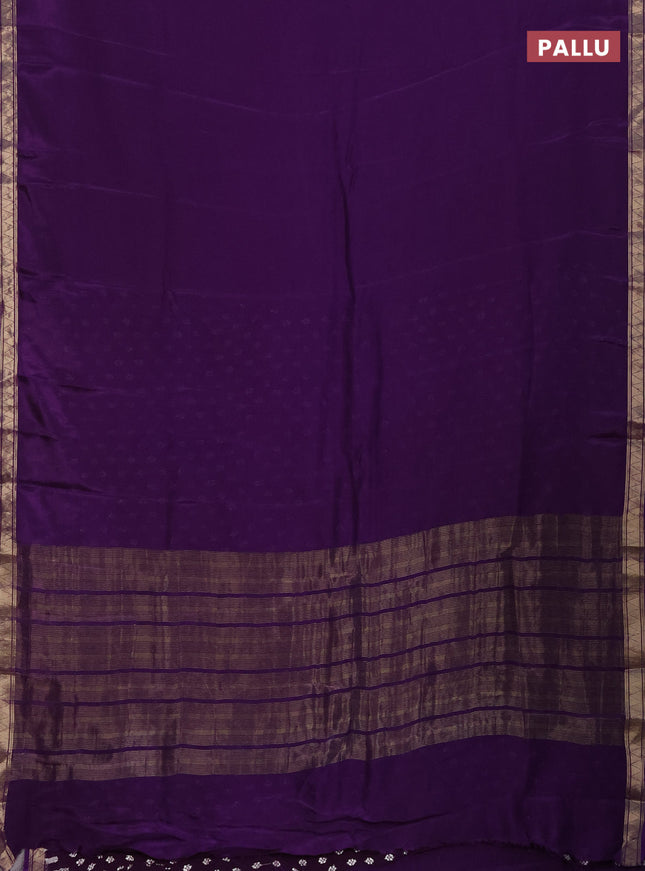 Semi mysore silk saree violet with plain body and zari woven border