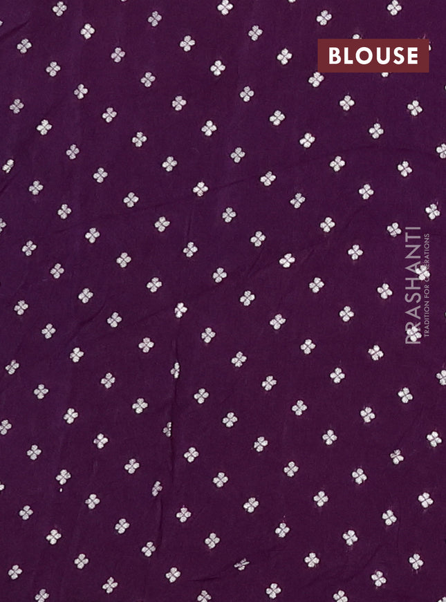 Semi mysore silk saree violet with plain body and zari woven border