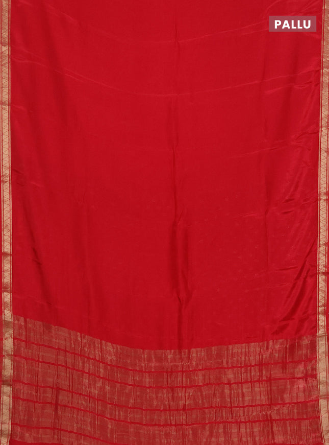 Semi mysore silk saree red with plain body and zari woven border