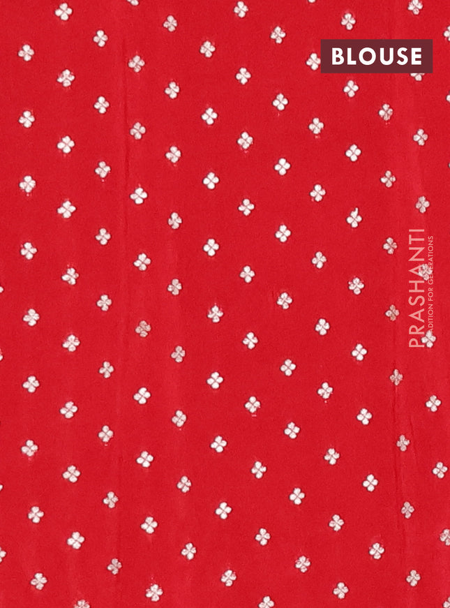 Semi mysore silk saree red with plain body and zari woven border