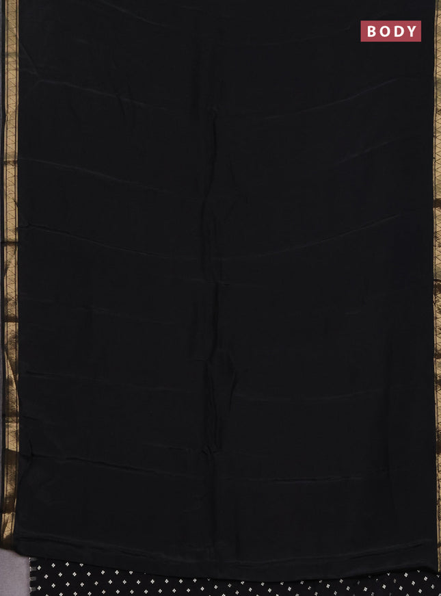Semi mysore silk saree black with plain body and zari woven border