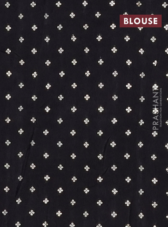 Semi mysore silk saree black with plain body and zari woven border