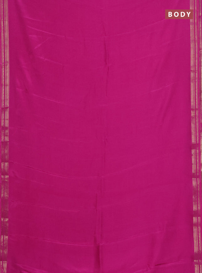 Semi mysore silk saree pink with plain body and zari woven border