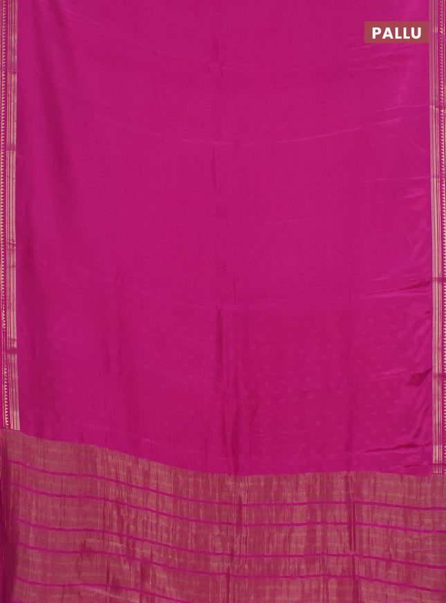 Semi mysore silk saree pink with plain body and zari woven border