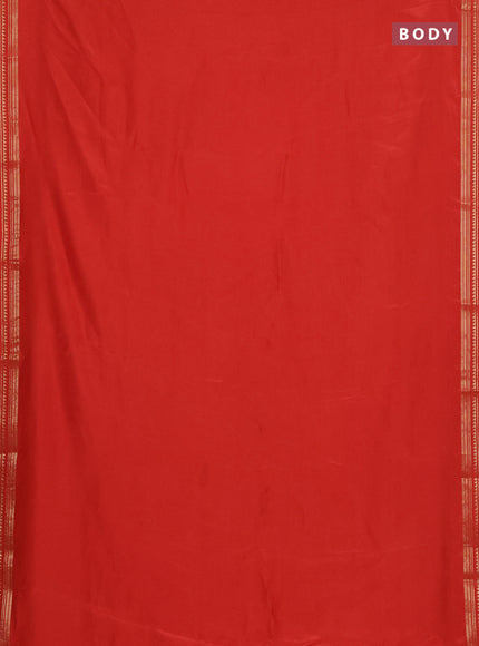 Semi mysore silk saree orange with plain body and zari woven border