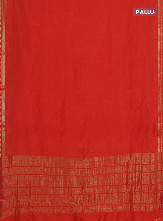 Semi mysore silk saree orange with plain body and zari woven border