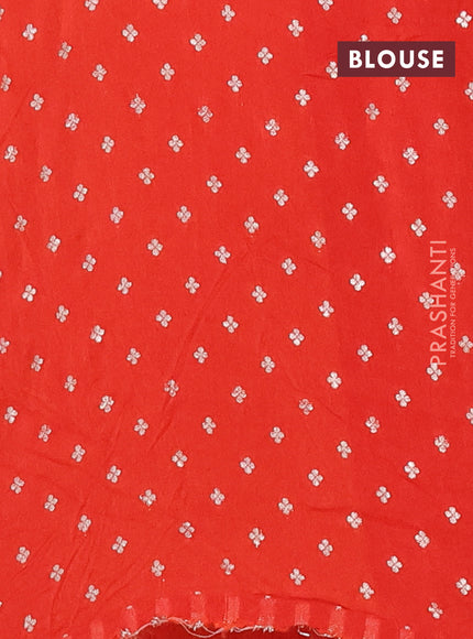 Semi mysore silk saree orange with plain body and zari woven border