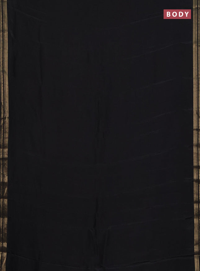 Semi mysore silk saree black with plain body and zari woven border