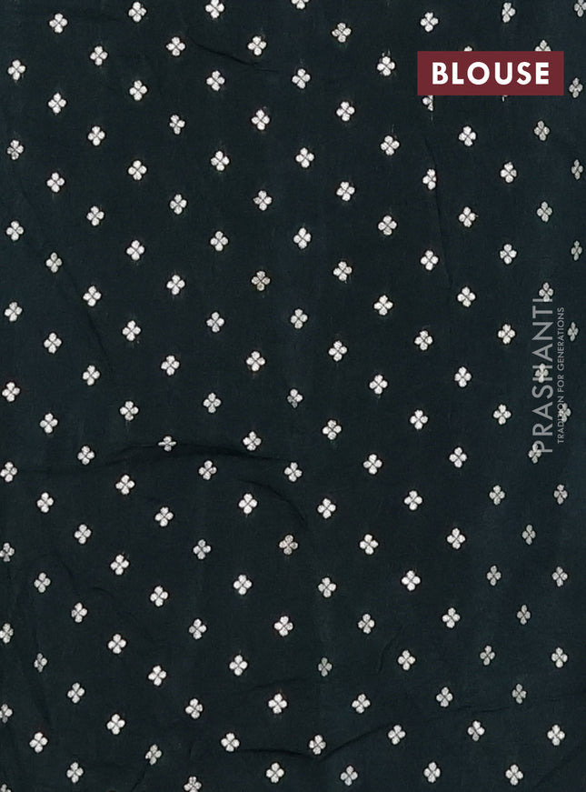 Semi mysore silk saree dark green with plain body and zari woven border