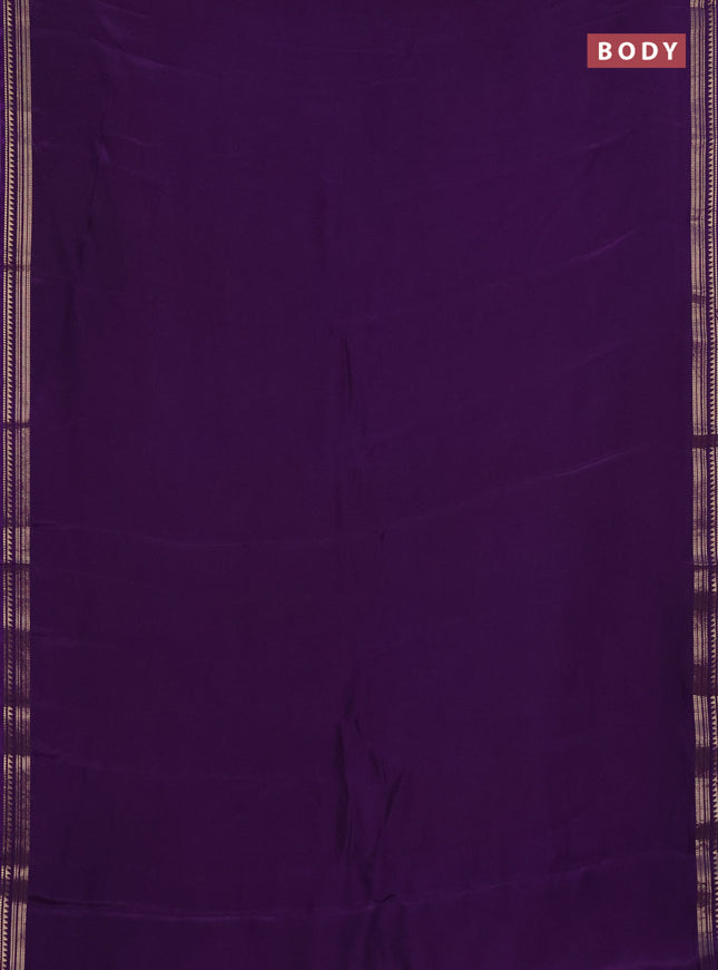 Semi mysore silk saree violet with plain body and zari woven border