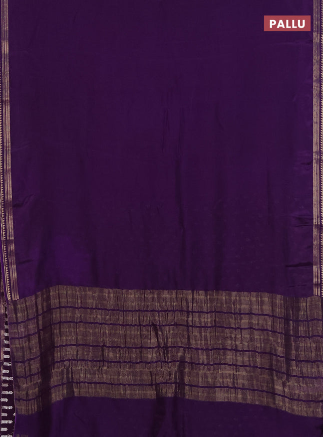 Semi mysore silk saree violet with plain body and zari woven border