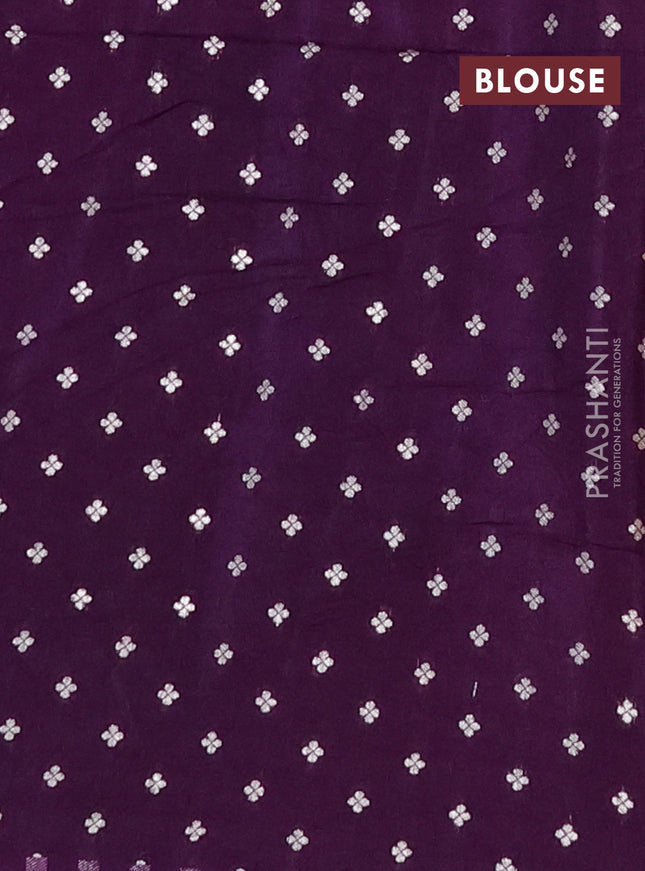 Semi mysore silk saree violet with plain body and zari woven border