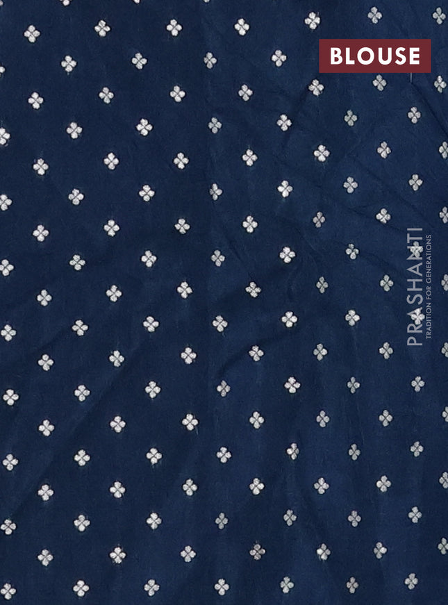 Semi mysore silk saree peacock blue with plain body and zari woven border