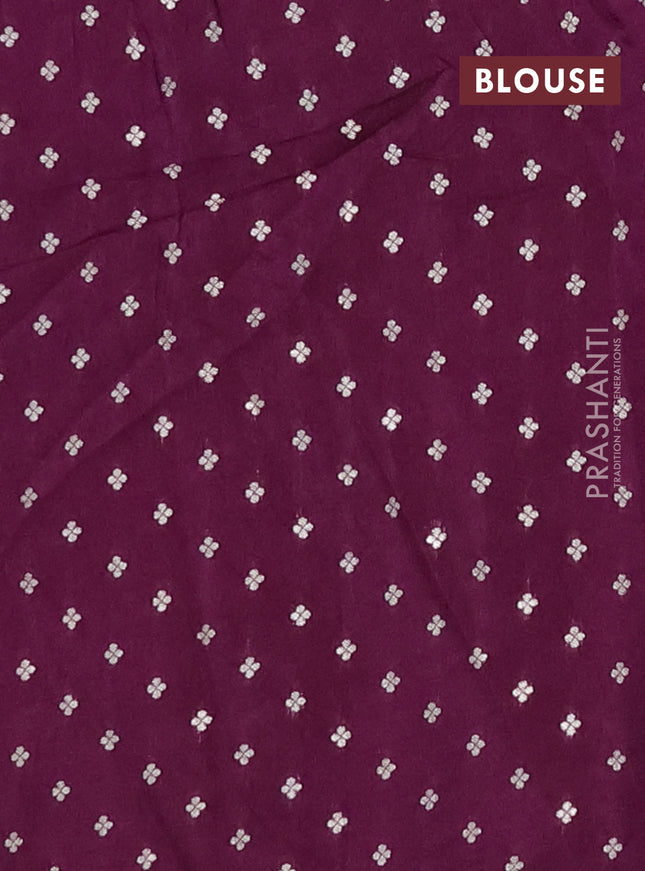 Semi mysore silk saree wine shade with plain body and zari woven border