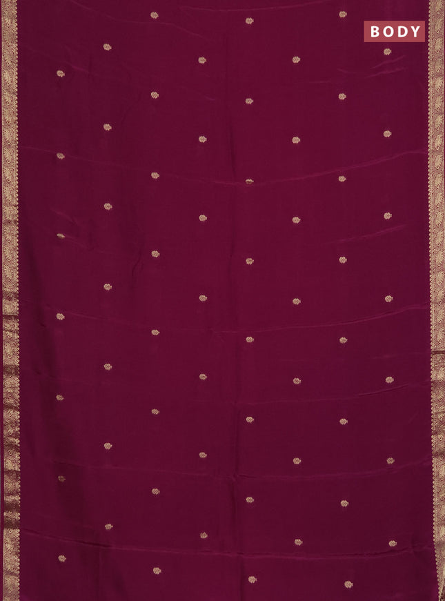 Semi mysore silk saree deep purple with zari woven buttas and zari woven border