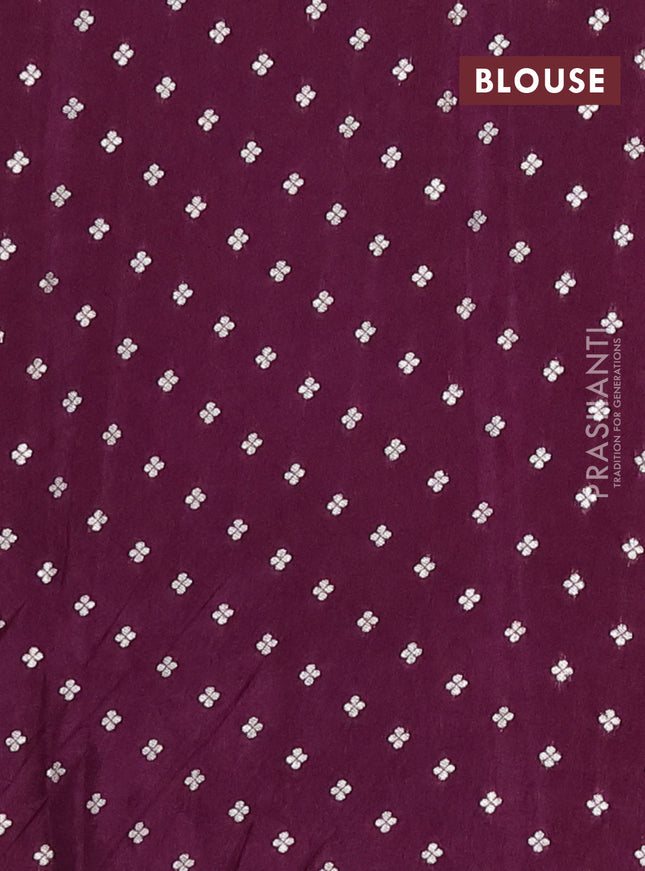 Semi mysore silk saree deep purple with zari woven buttas and zari woven border