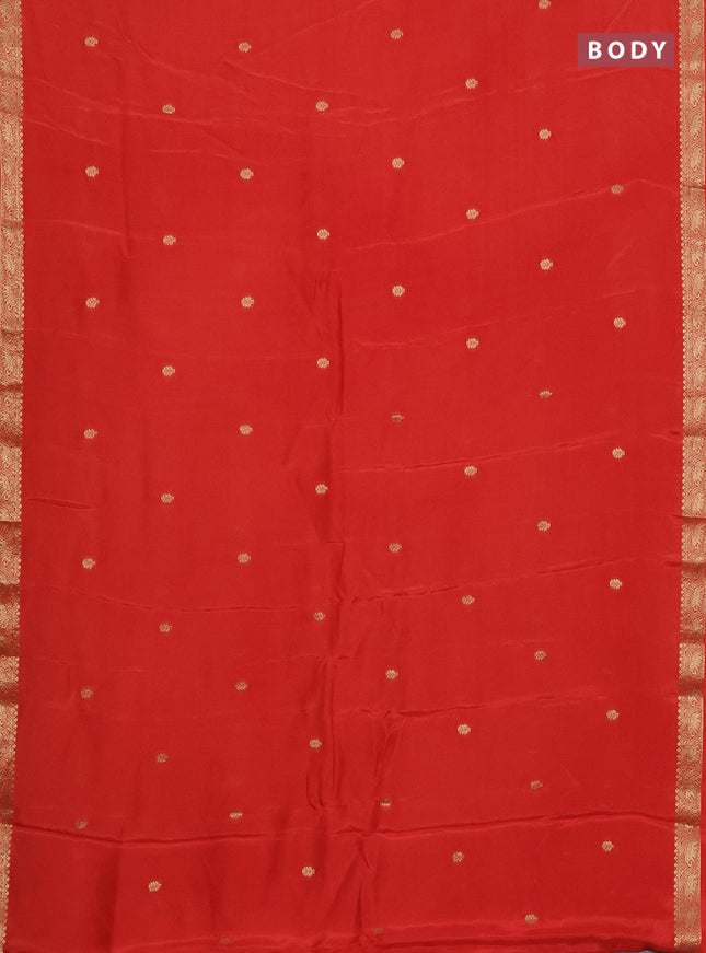 Semi mysore silk saree orange with zari woven buttas and zari woven border