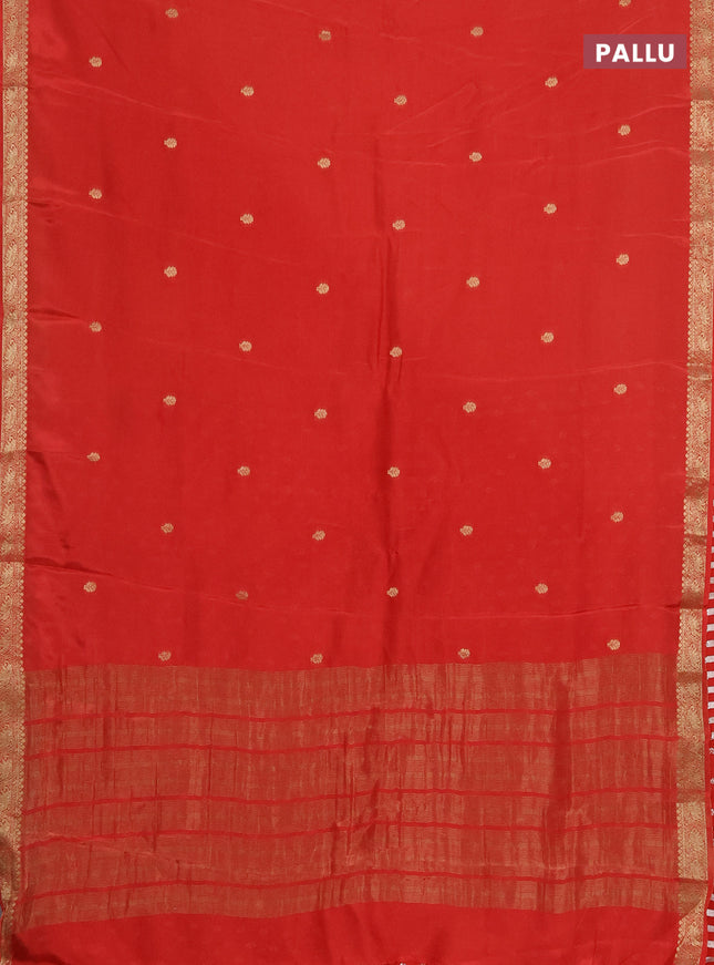 Semi mysore silk saree orange with zari woven buttas and zari woven border