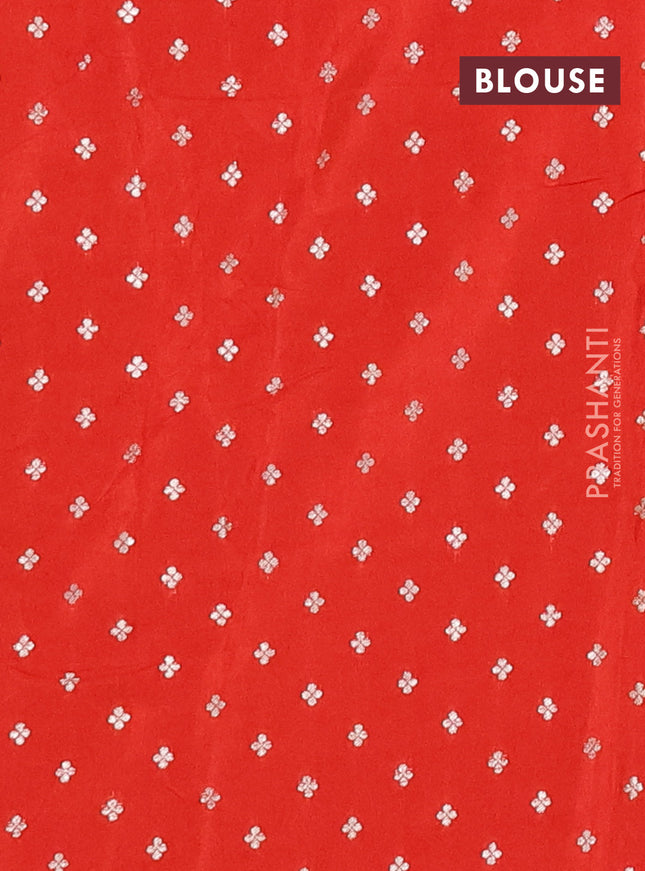 Semi mysore silk saree orange with zari woven buttas and zari woven border