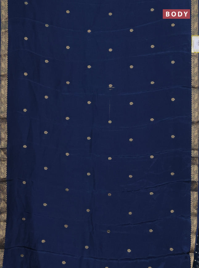 Semi mysore silk saree peacock blue with zari woven buttas and zari woven border