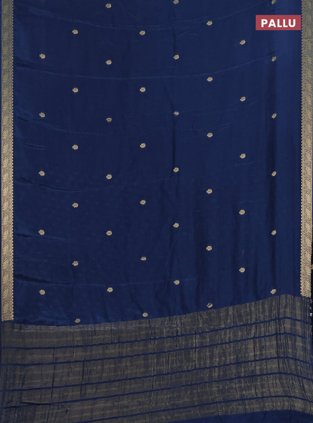 Semi mysore silk saree peacock blue with zari woven buttas and zari woven border