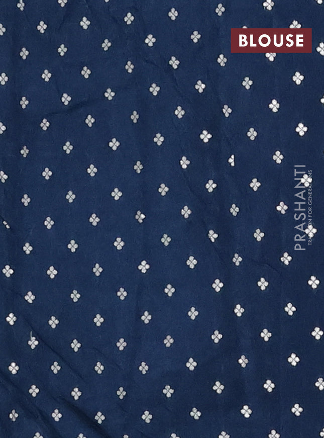 Semi mysore silk saree peacock blue with zari woven buttas and zari woven border