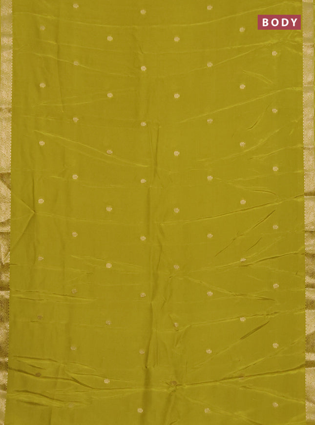 Semi mysore silk saree lime yellow with zari woven buttas and zari woven border