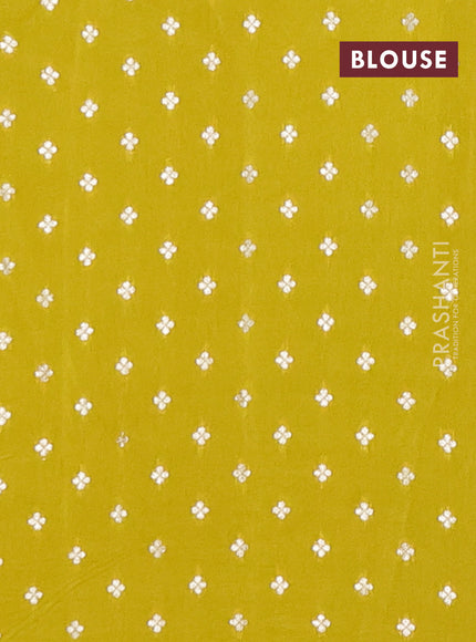 Semi mysore silk saree lime yellow with zari woven buttas and zari woven border