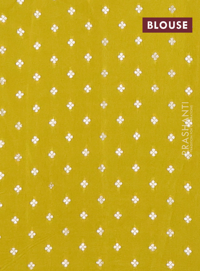 Semi mysore silk saree lime yellow with zari woven buttas and zari woven border