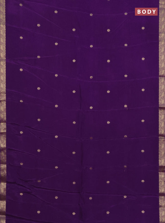 Semi mysore silk saree violet with zari woven buttas and zari woven border
