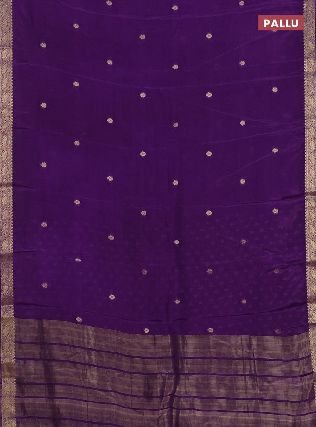 Semi mysore silk saree violet with zari woven buttas and zari woven border