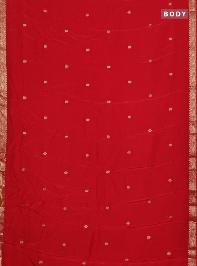 Semi mysore silk saree red with zari woven buttas and zari woven border