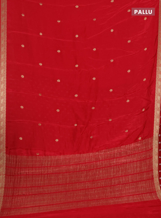 Semi mysore silk saree red with zari woven buttas and zari woven border