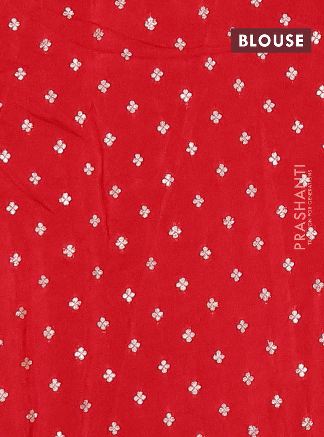 Semi mysore silk saree red with zari woven buttas and zari woven border