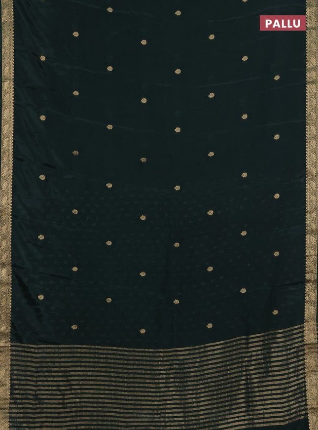 Semi mysore silk saree dark green with zari woven buttas and zari woven border