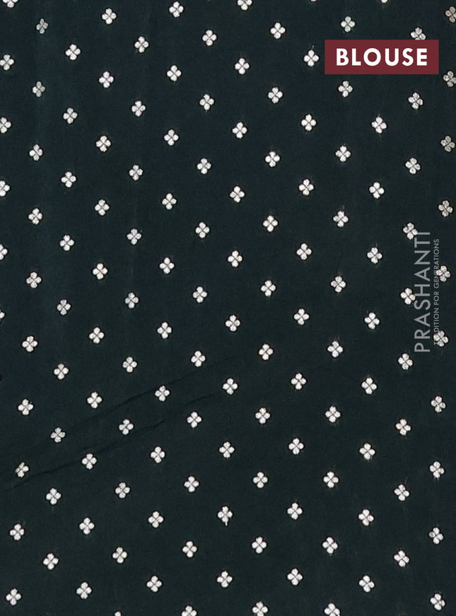 Semi mysore silk saree dark green with zari woven buttas and zari woven border