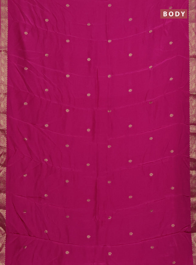 Semi mysore silk saree pink with zari woven buttas and zari woven border
