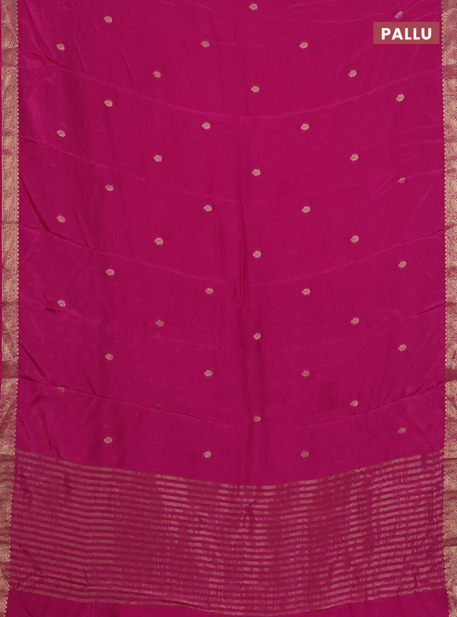 Semi mysore silk saree pink with zari woven buttas and zari woven border