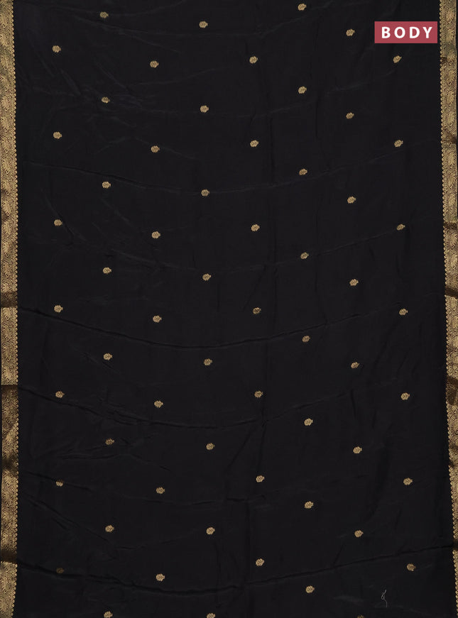 Semi mysore silk saree black with zari woven buttas and zari woven border