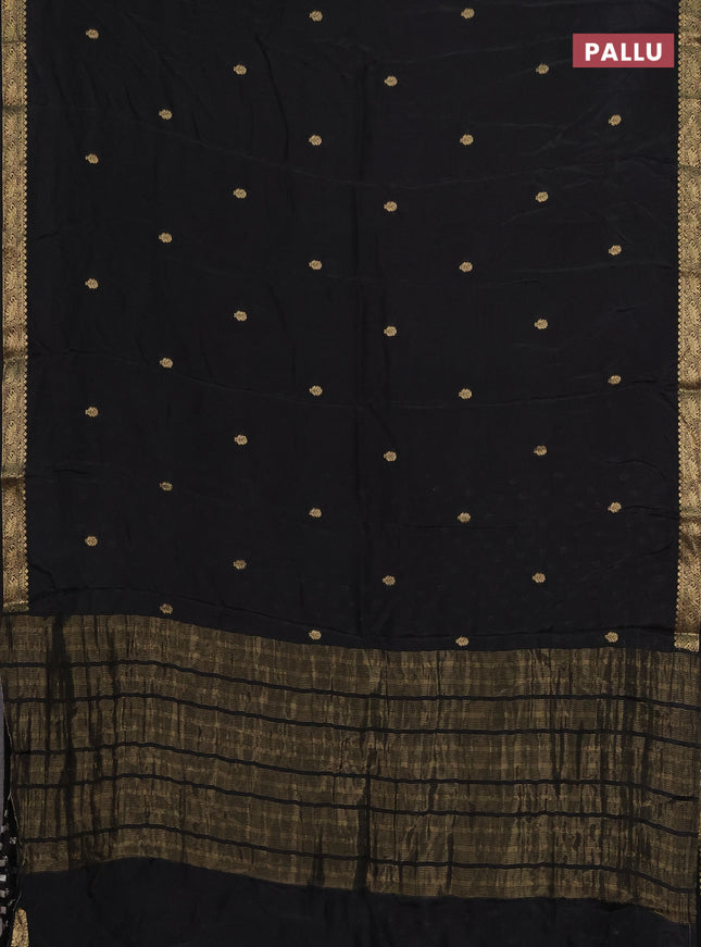 Semi mysore silk saree black with zari woven buttas and zari woven border