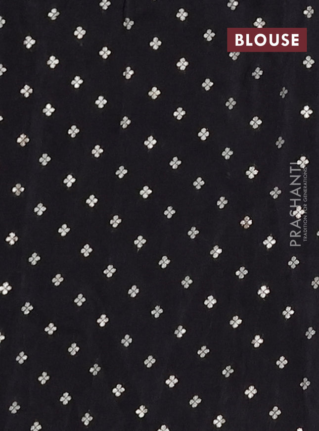 Semi mysore silk saree black with zari woven buttas and zari woven border