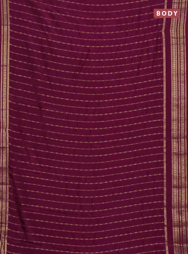 Semi mysore silk saree wine shade with allover zari weaves and zari woven border