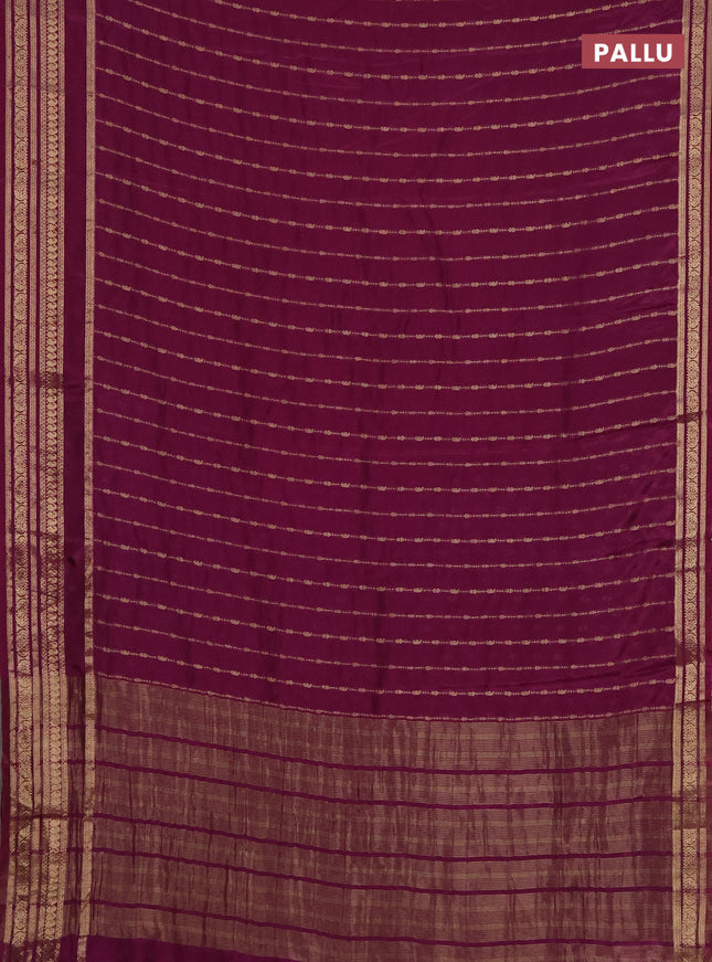 Semi mysore silk saree wine shade with allover zari weaves and zari woven border