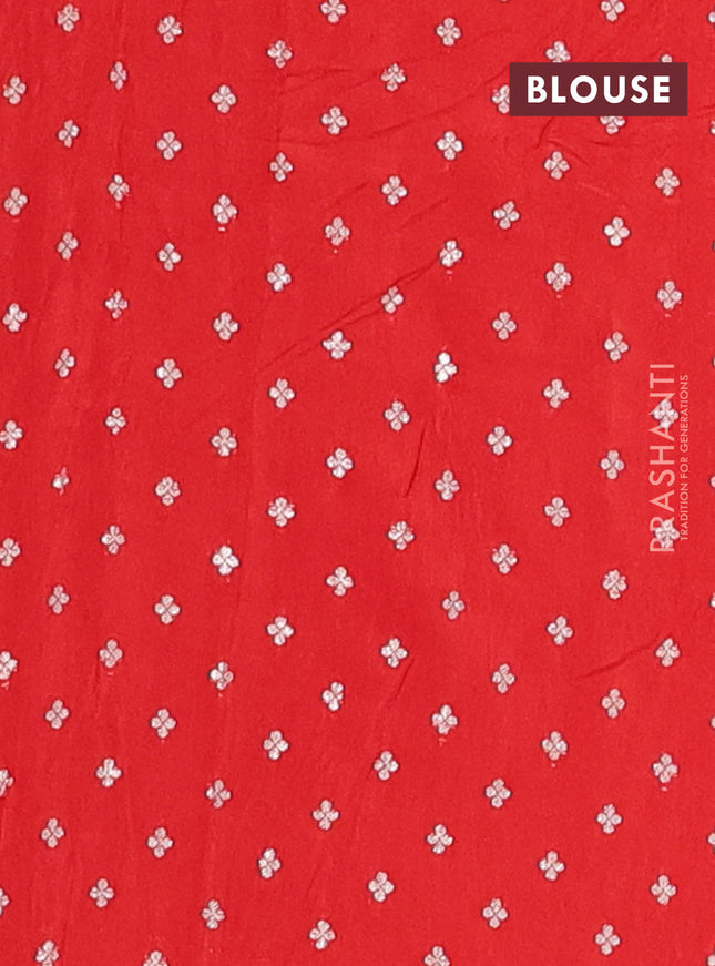 Semi mysore silk saree orange with allover zari weaves and zari woven border