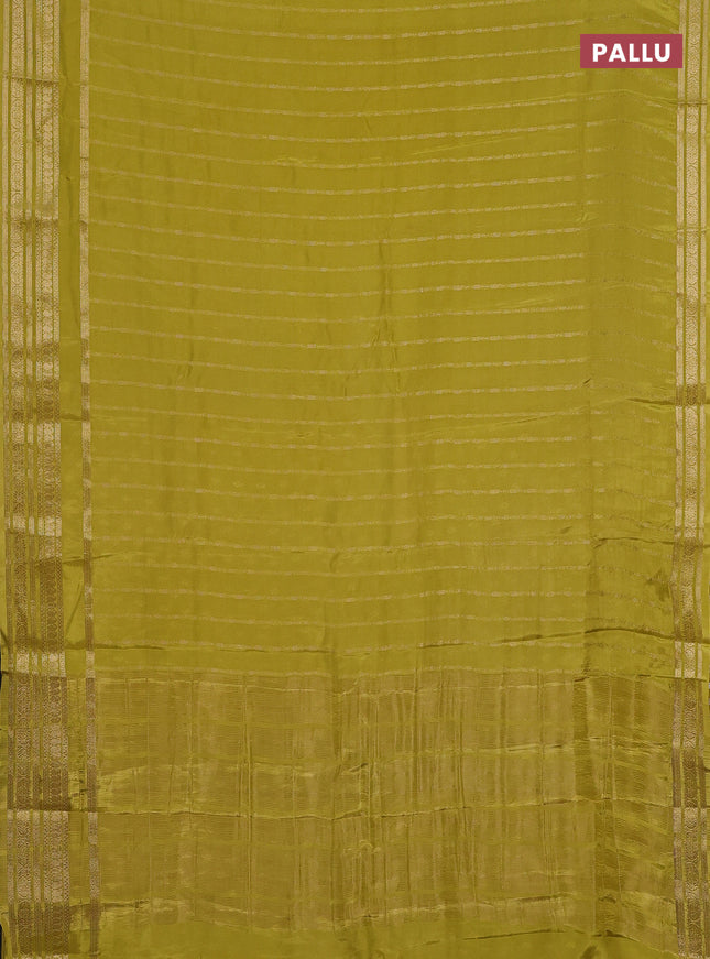 Semi mysore silk saree lime yellow with allover zari weaves and zari woven border