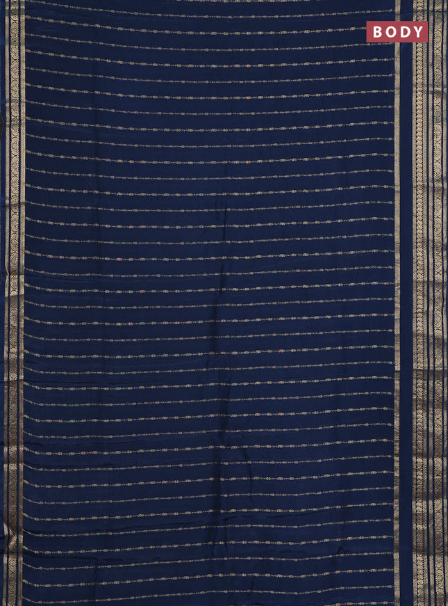 Semi mysore silk saree peacock blue with allover zari weaves and zari woven border