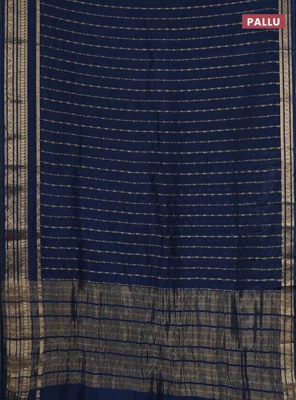 Semi mysore silk saree peacock blue with allover zari weaves and zari woven border