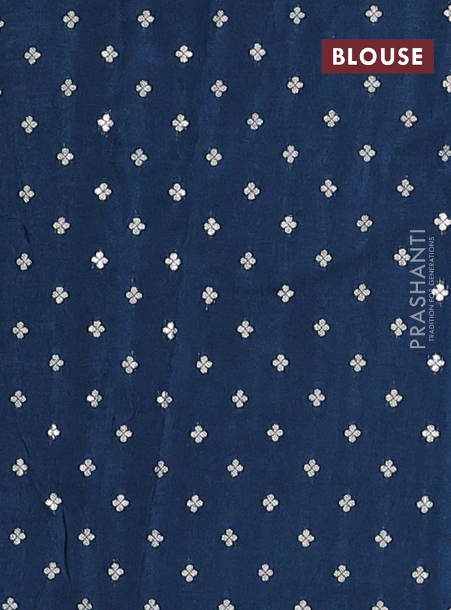 Semi mysore silk saree peacock blue with allover zari weaves and zari woven border