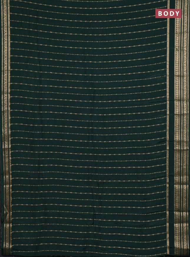 Semi mysore silk saree green with allover zari weaves and zari woven border