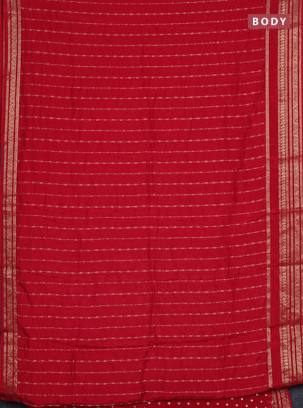 Semi mysore silk saree red with allover zari weaves and zari woven border